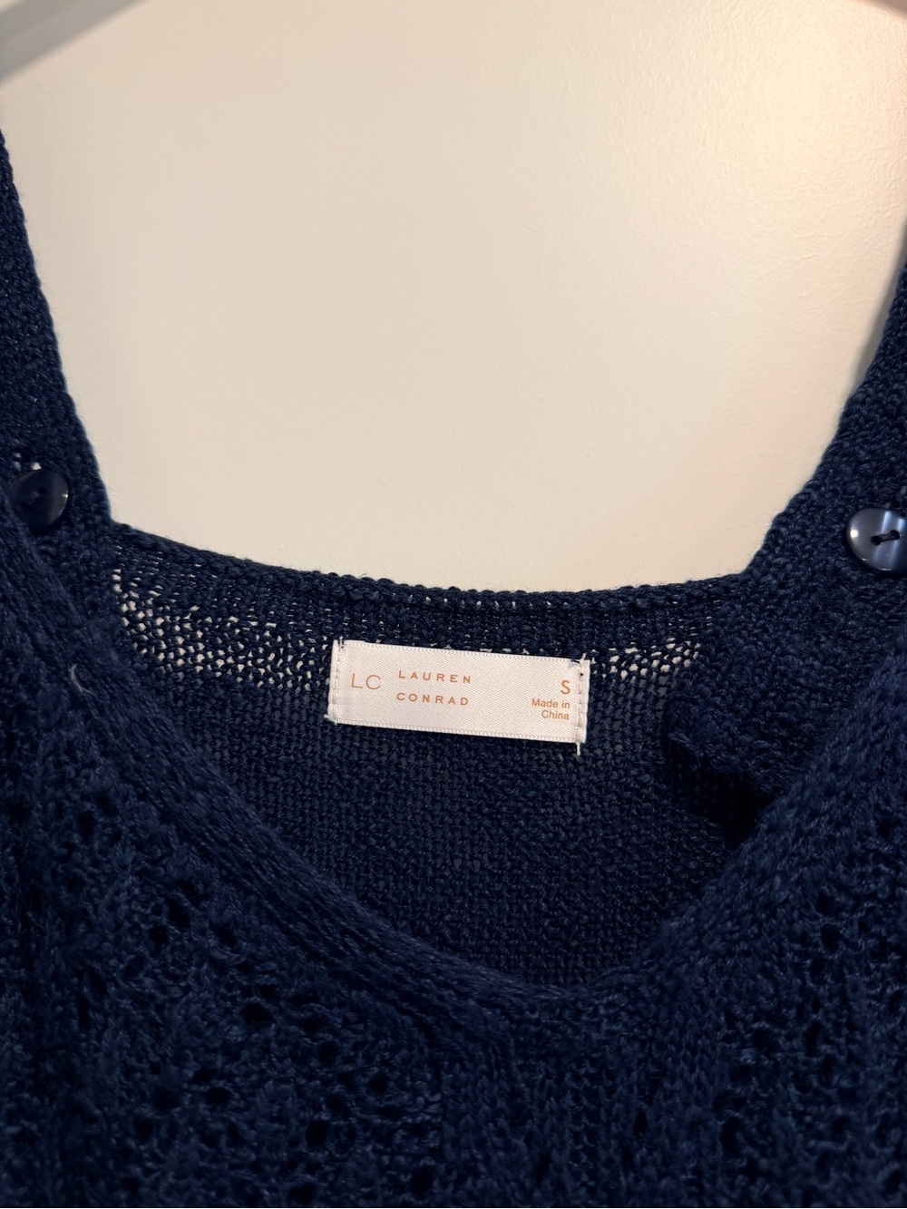 LC Lauren Conrad Navy Crochet Knit Tank - Picture 2 of 4